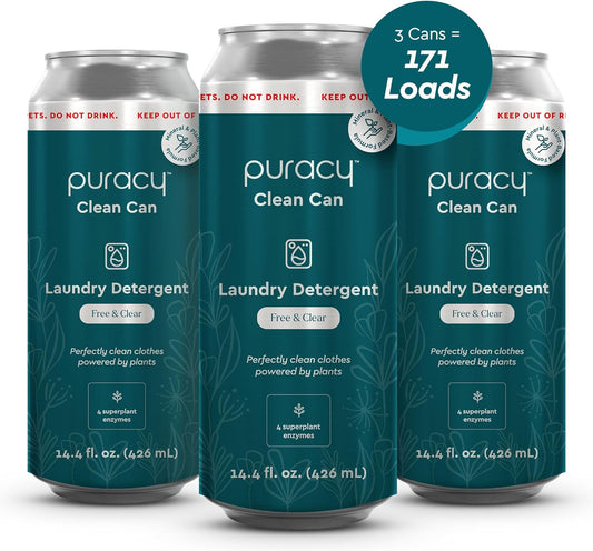 Puracy Liquid Laundry Detergent Clean Can Refill - Enzyme-Powered Liquid Laundry Detergent Concentrate, Natural Laundry Detergent Seen on TikTok, Non-Toxic (Free & Clear, 14.4 fl)