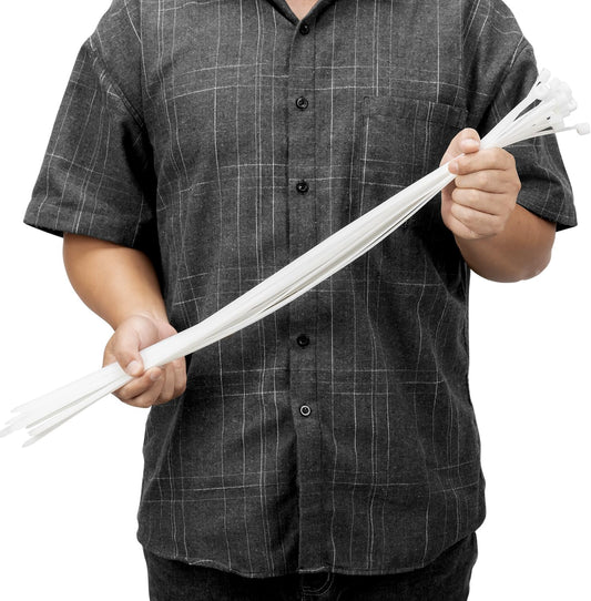 24 inch White Zip Ties Heavy Duty 50 PCS, 250 LBS Ultra Exclusive Strong Plastic Wire Ties, Large Cable Ties Extra Long Tie Wraps, Indoor and Outdoor UV Resistant