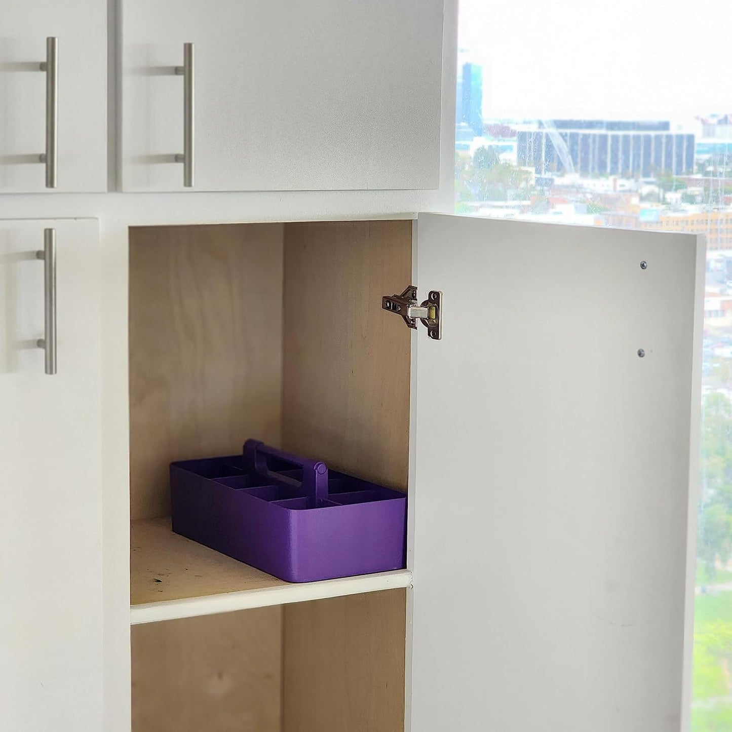 Portable Caddy - Stackable Plastic Organizer with Handle | Desk, Makeup, Dorm, Classroom Art Organizer (Made In Usa) (Black/Royal Purple)