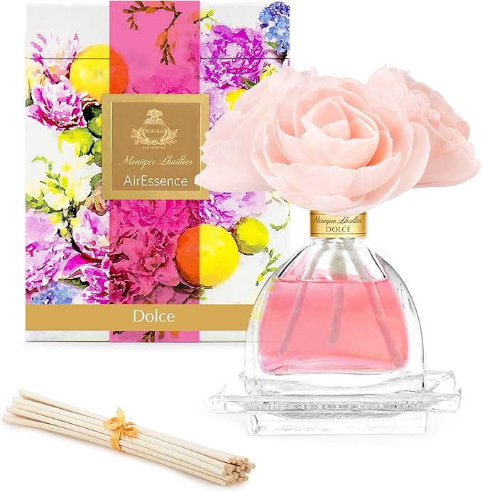 AGRARIA AirEssence Flower and Reed Diffuser Set, Handmade Sola Flower Botanical Home Fragrance Set, Scented Oil Reed Diffuser Gift for All Occasions