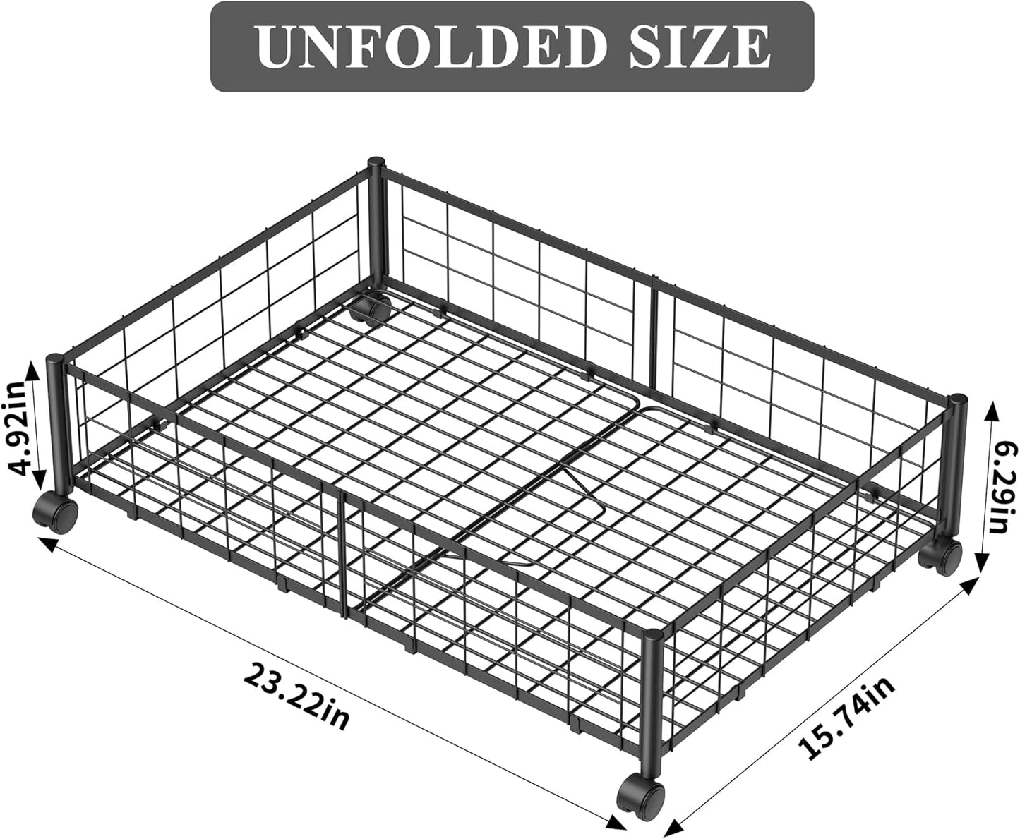 Under Bed Storage with Wheels, 360° Rotating, No-Assembly Underbed Storage Containers, 2PACK