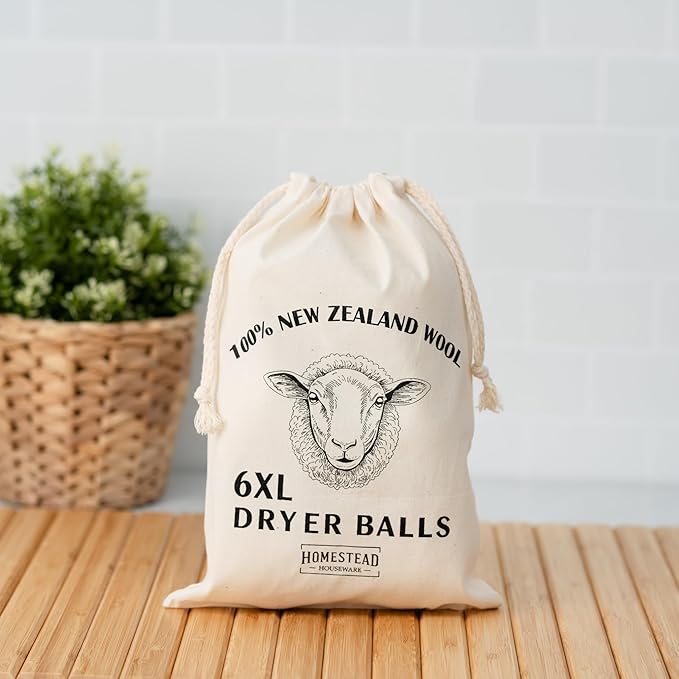 XL Wool Dryer Balls 6-Pack – 100% New Zealand Wool, Natural Fabric Softener & Static Reducer, Reusable Laundry Balls for Pet Hair, Eco-Friendly Dryer Sheets Alternative