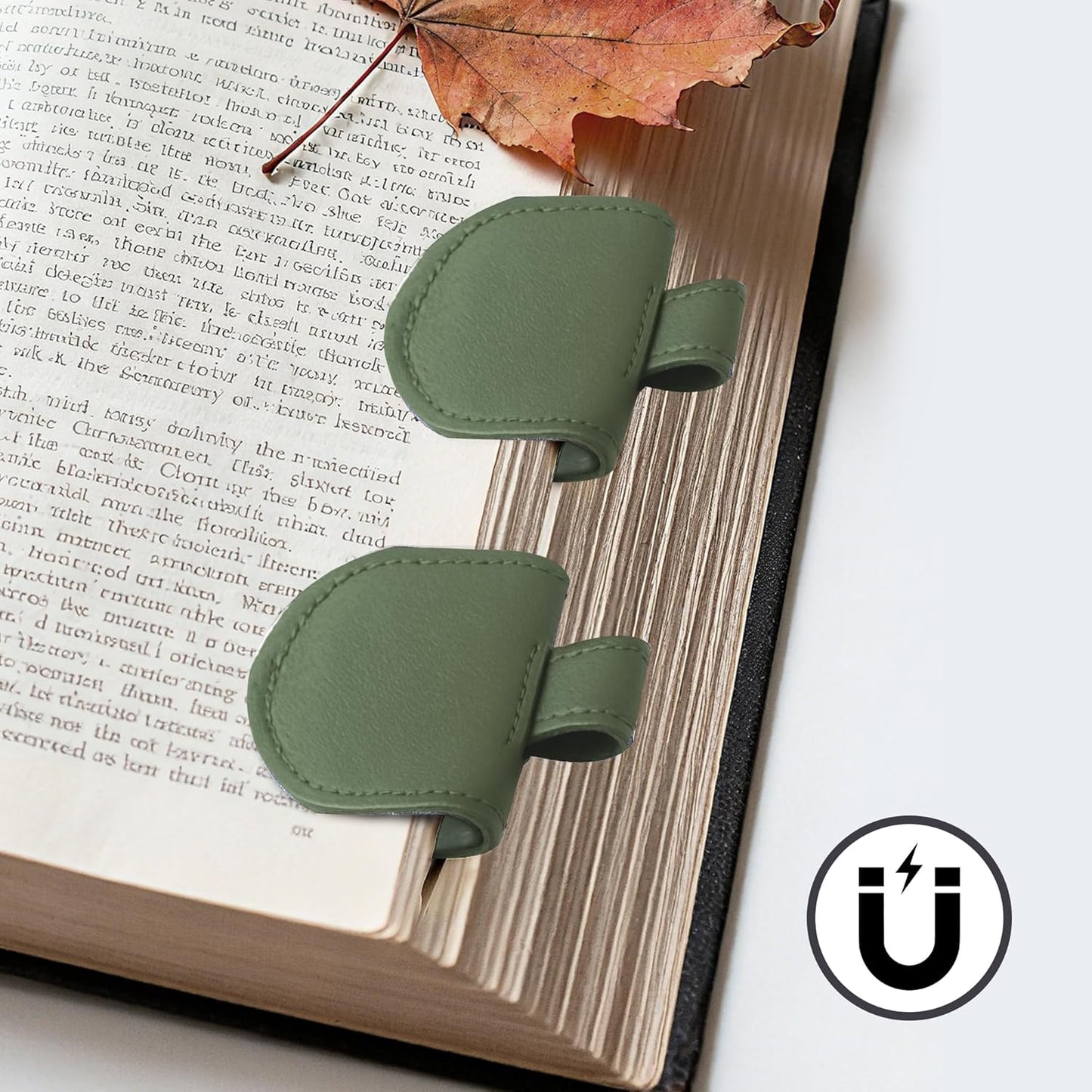 Magnetic Pen Loop Holder, Pencil Holder for Notebooks, Journals, Calendars, PU Leather 3 Pack, Green