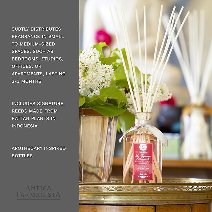 Antica Farmacista Home Ambiance Diffuser - Long-Lasting Reed Scent Diffuser - Luxury Room Freshener Gift - Pink Peony & Citron, 8.45 fl oz