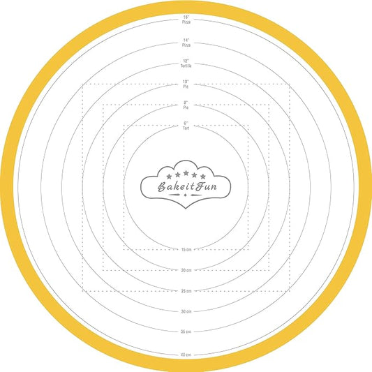 17.75 Inch Round Silicone Pastry Mat | Non Stick BPA-Free | Metric & Imperial Guides | Oven Microwave Freezer Dishwasher Safe - 450 °F to -40 °F