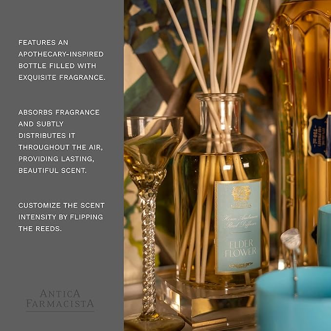 Antica Farmacista Home Ambiance Diffuser - Long-Lasting Reed Scent Diffuser - Luxury Room Freshener Gift - Elderflower, 16.9 fl oz