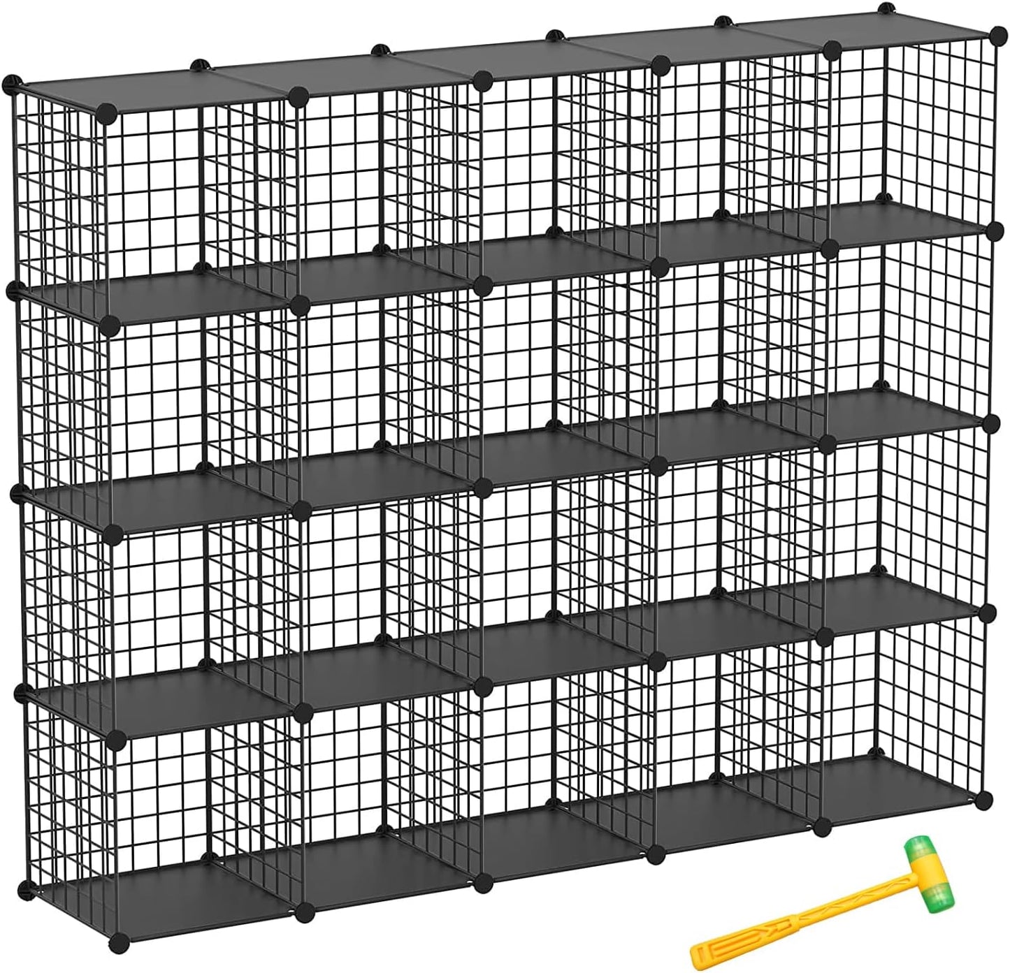 TUMUCUTE Wire Cube Storage Organizer, 20-Cube Metal Storage Shelves Bookshelf, Stackable Modular Closet Organizer for Bedroom Living Room, Office, Storage Shelves