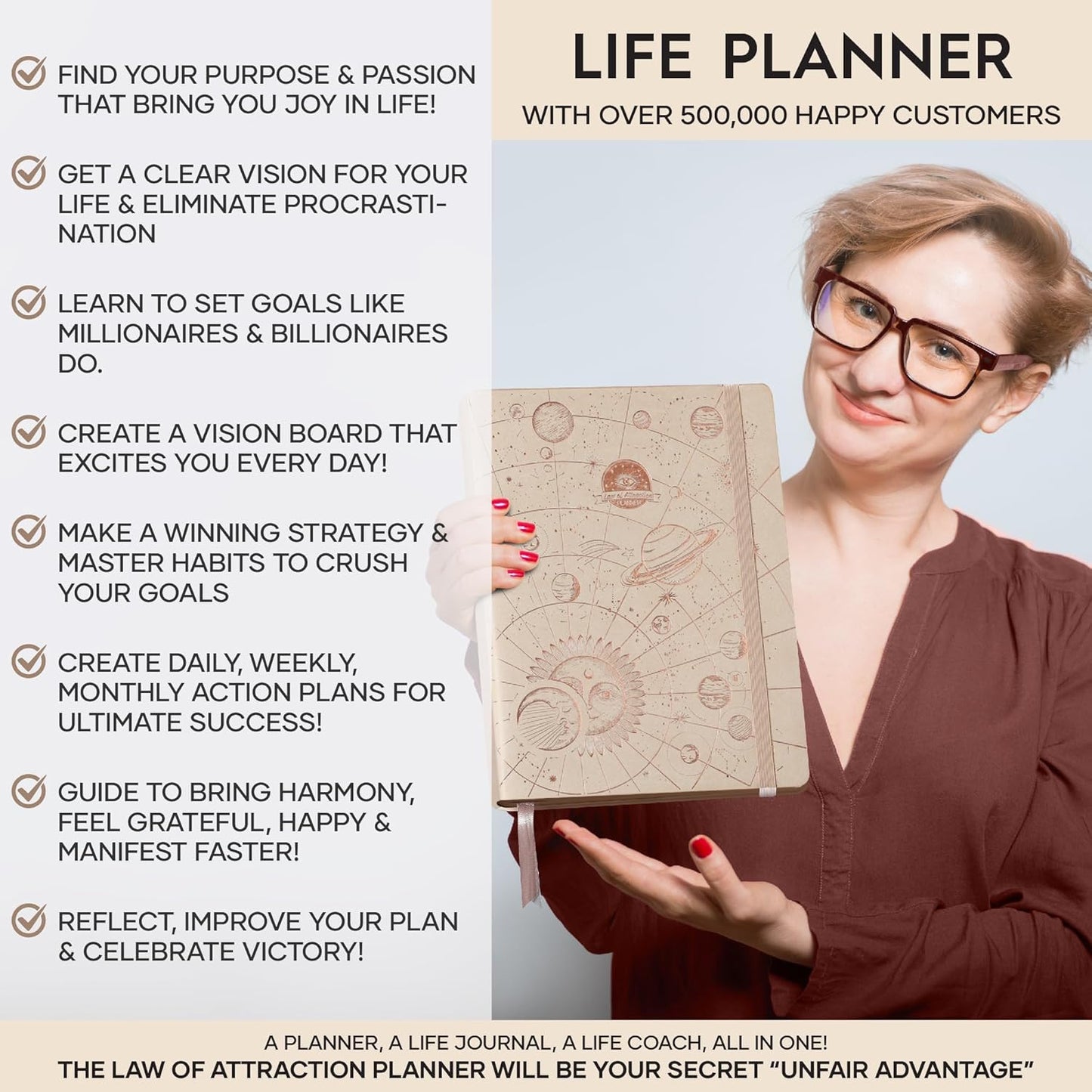 2026 Planner Weekly and Monthly | Law of Attraction Planner with Panduo App | A 12 Month Journey for Productivity, Gratitude & Goal Setting | Includes Foldable Vision Board, Gift Box & Stickers