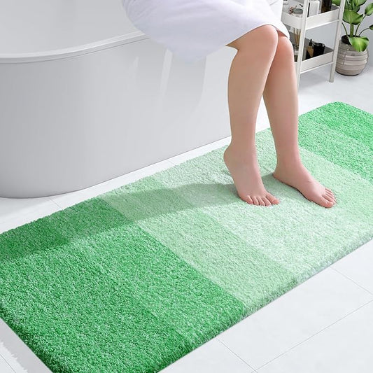 OLANLY Bathroom Runner Rugs 59x24, Extra Soft Absorbent Microfiber Bath Rugs, Rubber Backing, Quick Dry, Machine Washable Bath Mats for Bathroom Floor, Tub and Shower, Home Decor Accessories, Green
