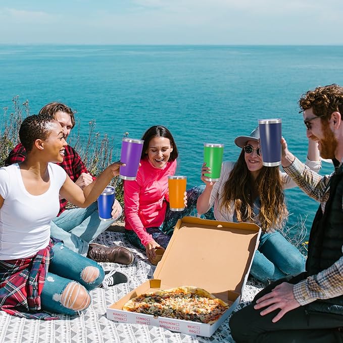 20 oz Tumbler Coffee Travel Tumblers Bulk with Lid Stainless Steel Double Wall Vacuum Insulated Mug Powder Coated Cups fit Car Cupholder for Hot and Cold - Mix Color, 12Pack