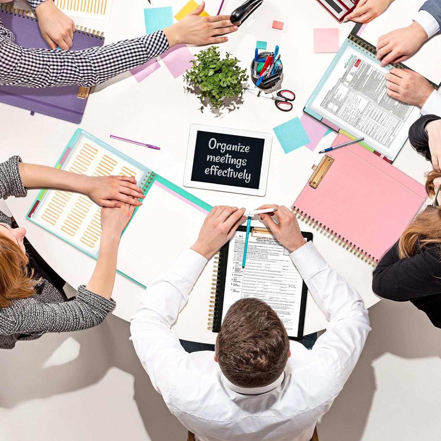 Ospelelf Foldable Spiral Clipboard Folio with Storage Zipper Pouch, 5 Plastic Folders with 10 Pockets,Refillable Lined Notepad (11" x 8.5"), Hardcover Project Organizer with 39 Stickers (Dark Green)