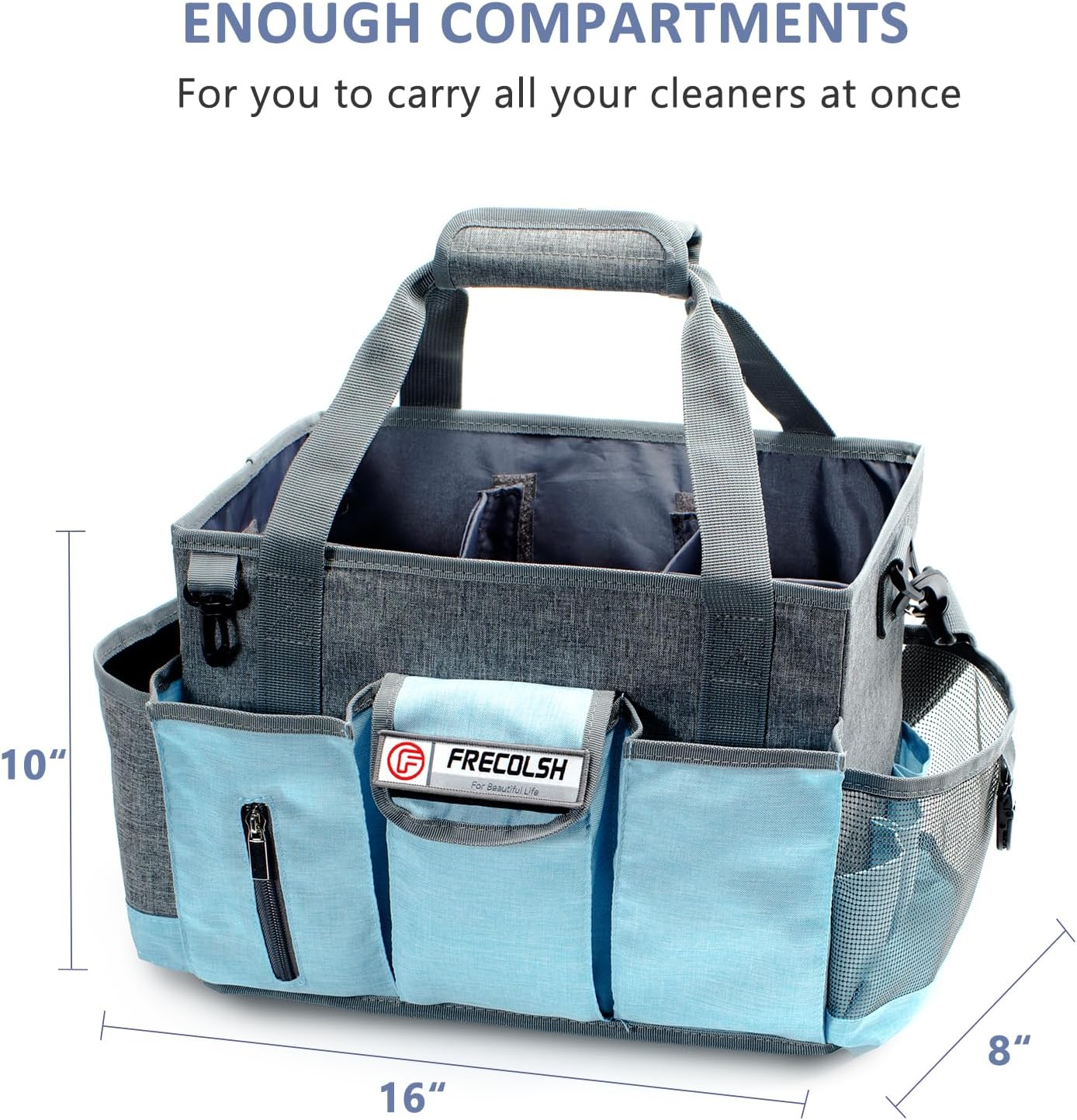 Large Cleaning Caddy for Cleaning Suppliers Organizer,15" Storage Organizer for House Clean Essential, Wearable Cleaing Bag, Storage Caddy for Housekeeping