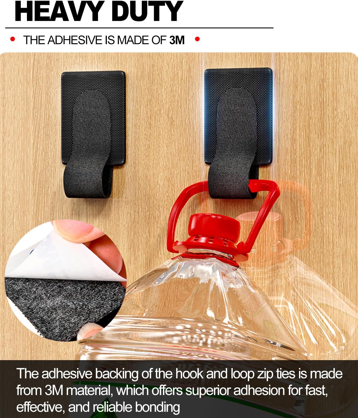 50 Pcs Self Adhesive Cable Tie Reusable Made of 3M, Multi-Purpose Heavy Duty Hook Loop Cable Management Wire Ties for Home,Office,Kitchen,School (5.9" & 3.54", Black & White)