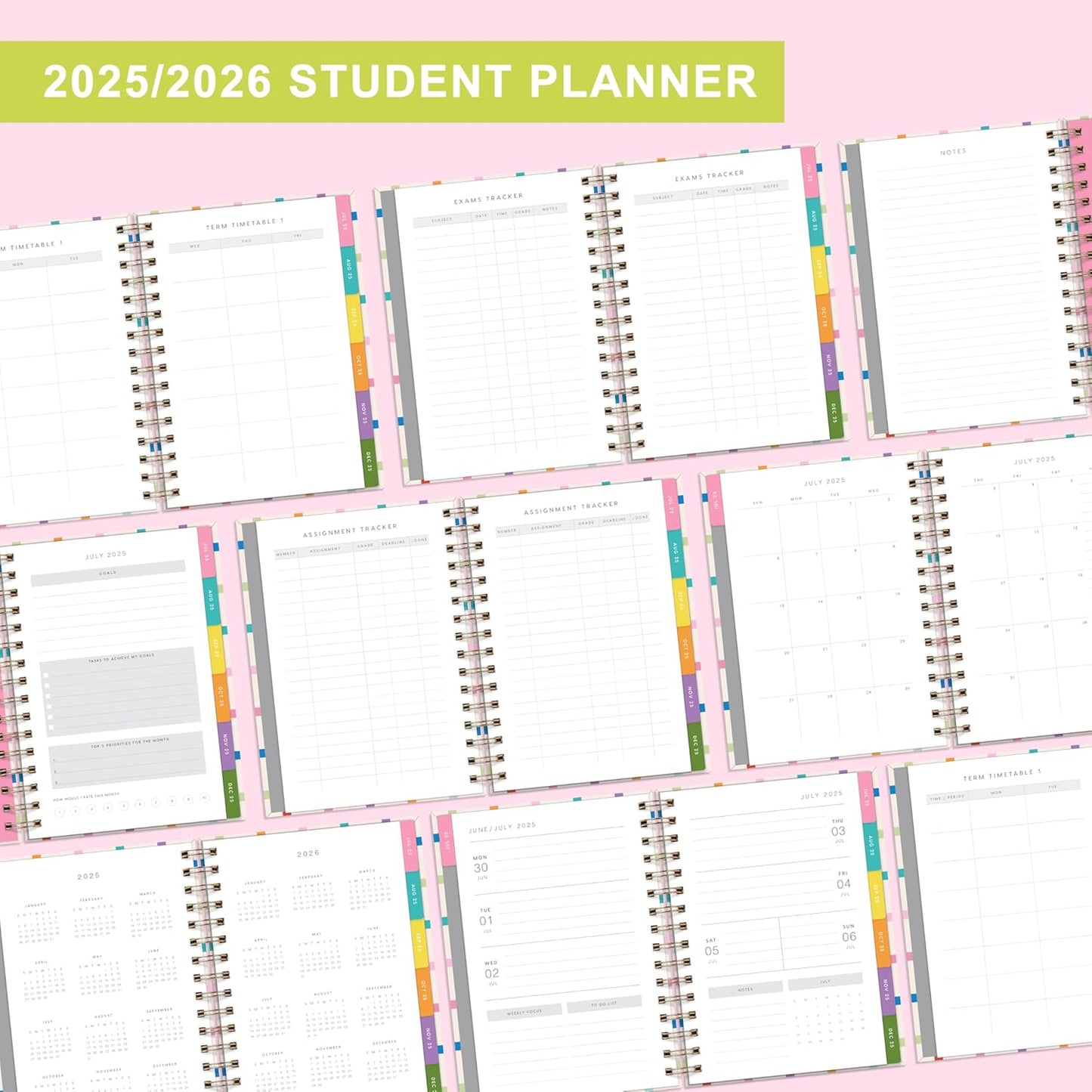 And Per Se Student Planner 2025-2026, Academic Planner July 2025 - June 2026, 8.5" × 6.2", Weekly & Monthly Lesson Plan for Students with Colorful Tabs & Stickers (Color Grid)