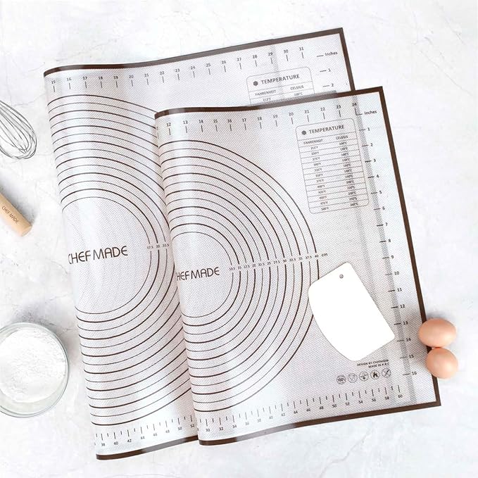 CHEFMADE Silicone Baking Mat, 28" x 20" Extra Thick Large Non-Stick Sheet Mat with Measurement | Non-Slip Reusable Food Grade Flexible Dishwasher Safe｜Making,Cookies,Macarons,Bread,Pastry and Pizza
