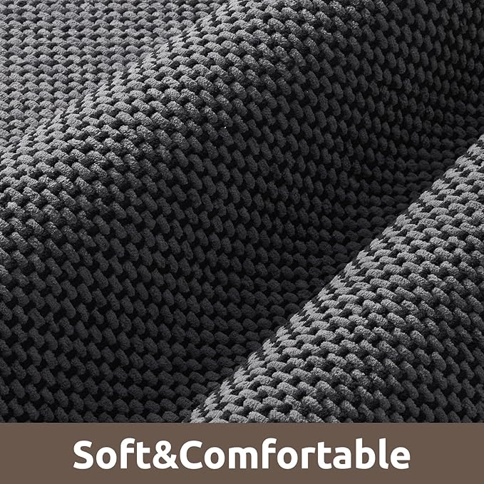 AMOAMI Chenille Bath Mat Super Absorbent Bathroom Mat Quick Dry Bath Mats for Bathroom Rubber Backed Bathroom Rugs Non Slip Washable Fit Under Door, Front of Bathtub, Sink, Darkgrey&Black 17"x24"