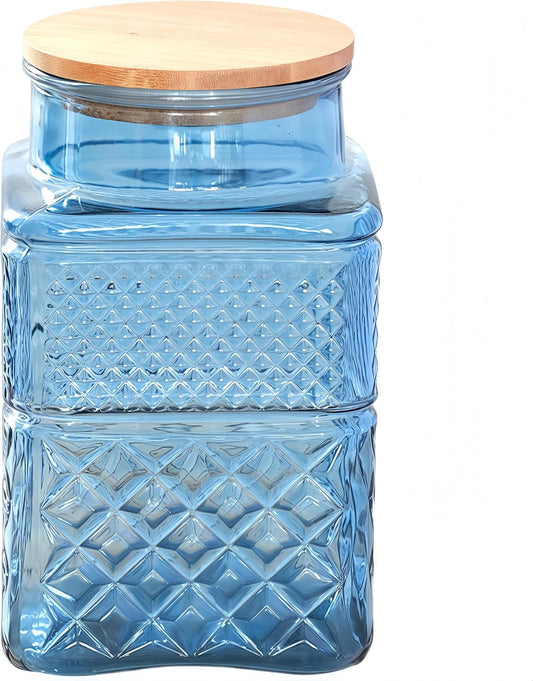 60 FL OZ Large Airtight Glass Storage Jars with Bamboo Lid - Vintage Food Containers for Candy, Snacks, Coffee, Tea, Nuts, Cereal - Kitchen Canisters