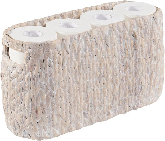 Toilet Paper Storage Basket, Toilet Paper Holder with Storage for Up to 8 Rolls, Rattan Bathroom Accessories