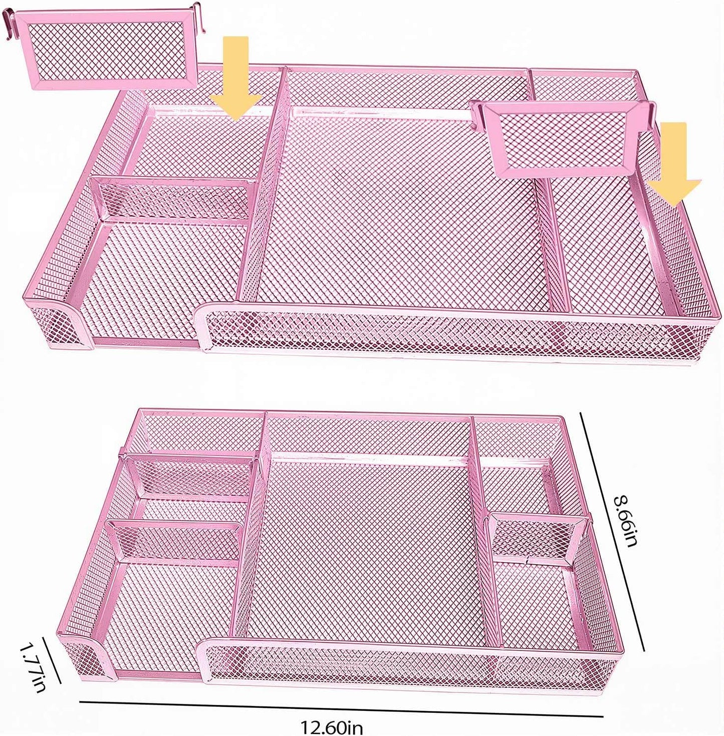 Pink Office Desk Accessories, Pink Office Supplies Set, Desk Drawer Organizer,Stapler and Tape Dispenser Set,Tape,Staple Remover, Staples, Paper Clips, Scissor and Sticky Note