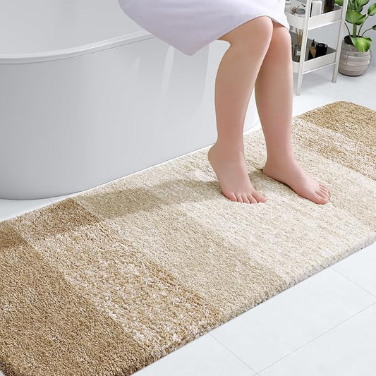 OLANLY Bathroom Runner Rugs 70x24, Extra Soft Absorbent Microfiber Bath Rugs, Rubber Backing, Quick Dry, Machine Washable Bath Mats for Bathroom Floor, Tub and Shower, Home Decor Accessories, Tan