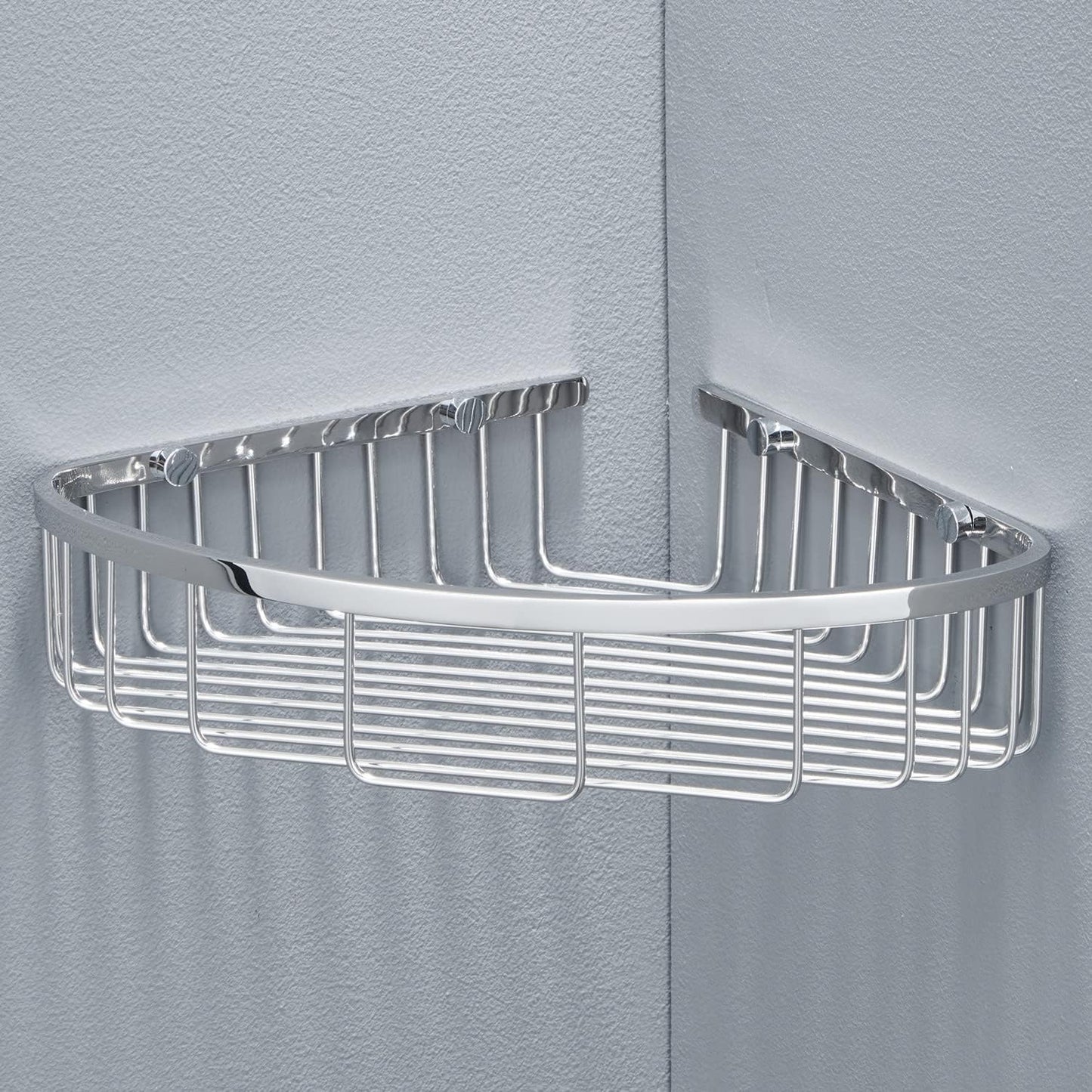 Bathroom Corner Shower Caddy Organizer, Corner-Hollow Design, SUS304 Stainless Steel Heavy Duty Rust-Proof Bathroom Shelf Organizer Holder, Wall Mounted Storage Rack, Brushed Chrome