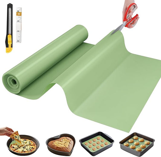 Silicone Baking Mat, 20 IN x 6 FT Free Cutting Baking Sheet,Non-Stick Reusable Dough & Pastry Mat,Non-Slip Silicone Mat Roll for Air Fryer Liner,Freeze Dryer,Oven Baking Pan,Kitchen Counter