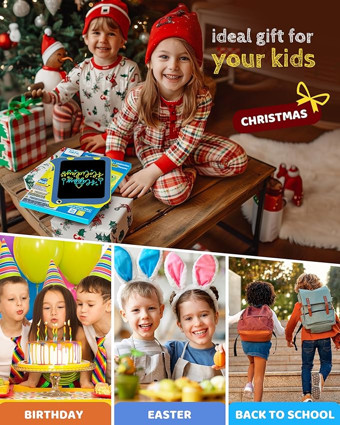 TEKFUN LCD Writing Tablet for Kids, Doodle Board Dinosaur Toys, Travel Essentials Toys for 3 4 5 6 Year Old Boys Girls, Easter Birthday Christmas Gifts (8.5inch Blue)