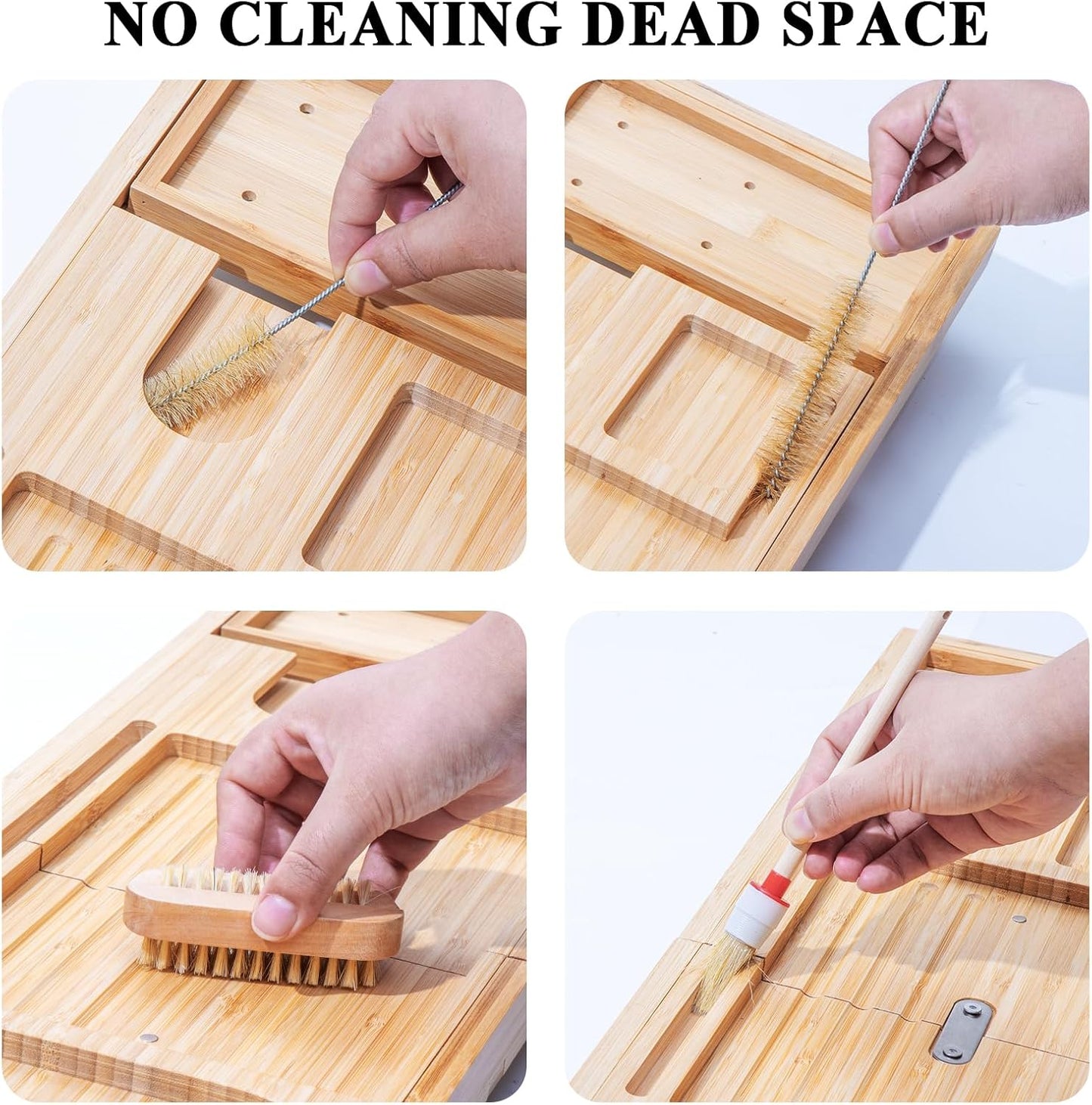 AUTODECO Bathtub Tray, Bamboo Bath Tray for Tub, Expandable Bath Tray with Bamboo Book Stand, Soap Tray, Bathtub & Bathroom Accessories Perfect for Home Spa, Natural Colour