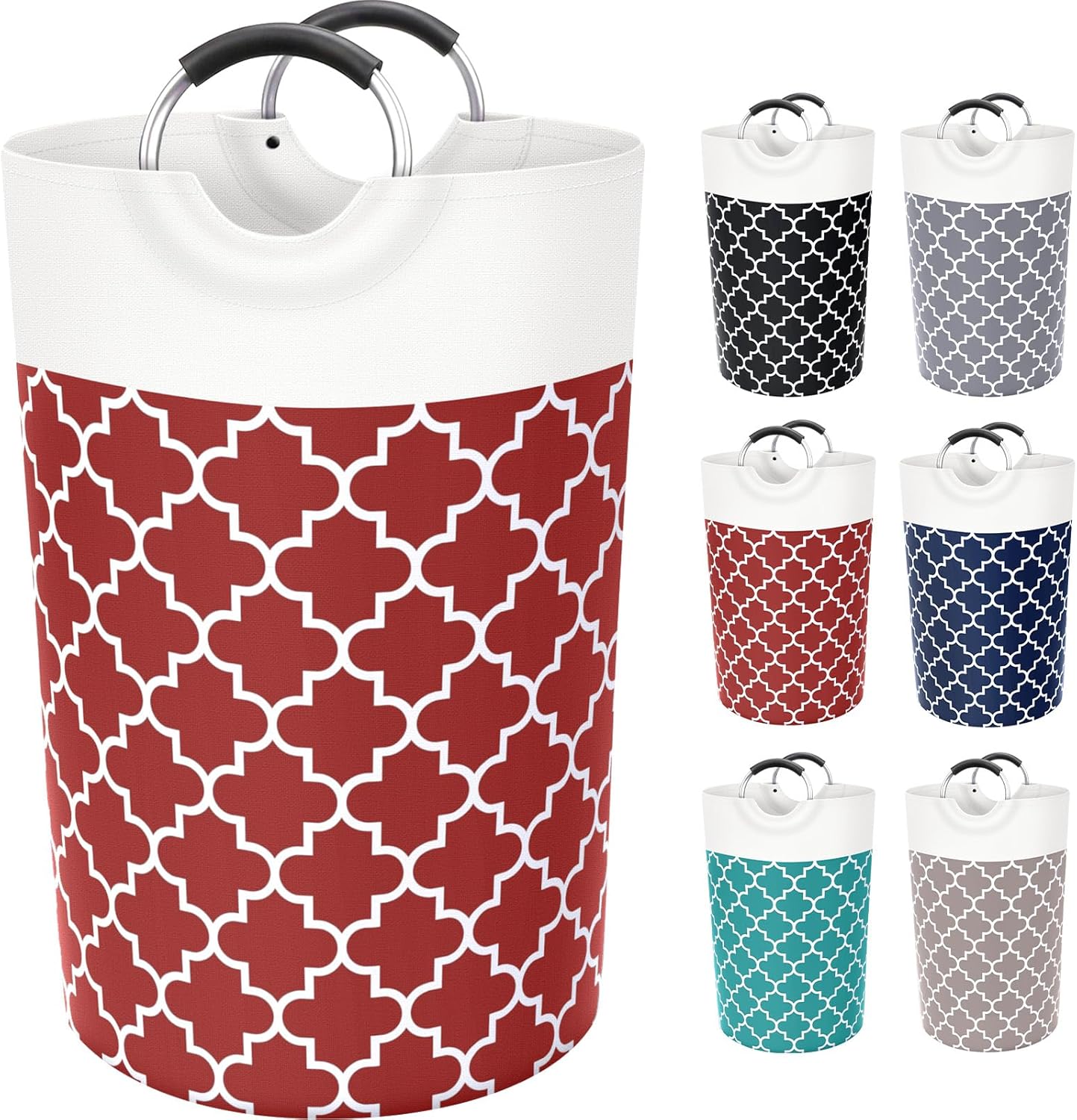 Large Laundry Basket Laundry Hamper Bag Washing Bin Clothes Bag Collapsible Tall with Handles Waterproof Travel Bathroom College Essentials Storage for College Dorm, Family, 115L (Red)