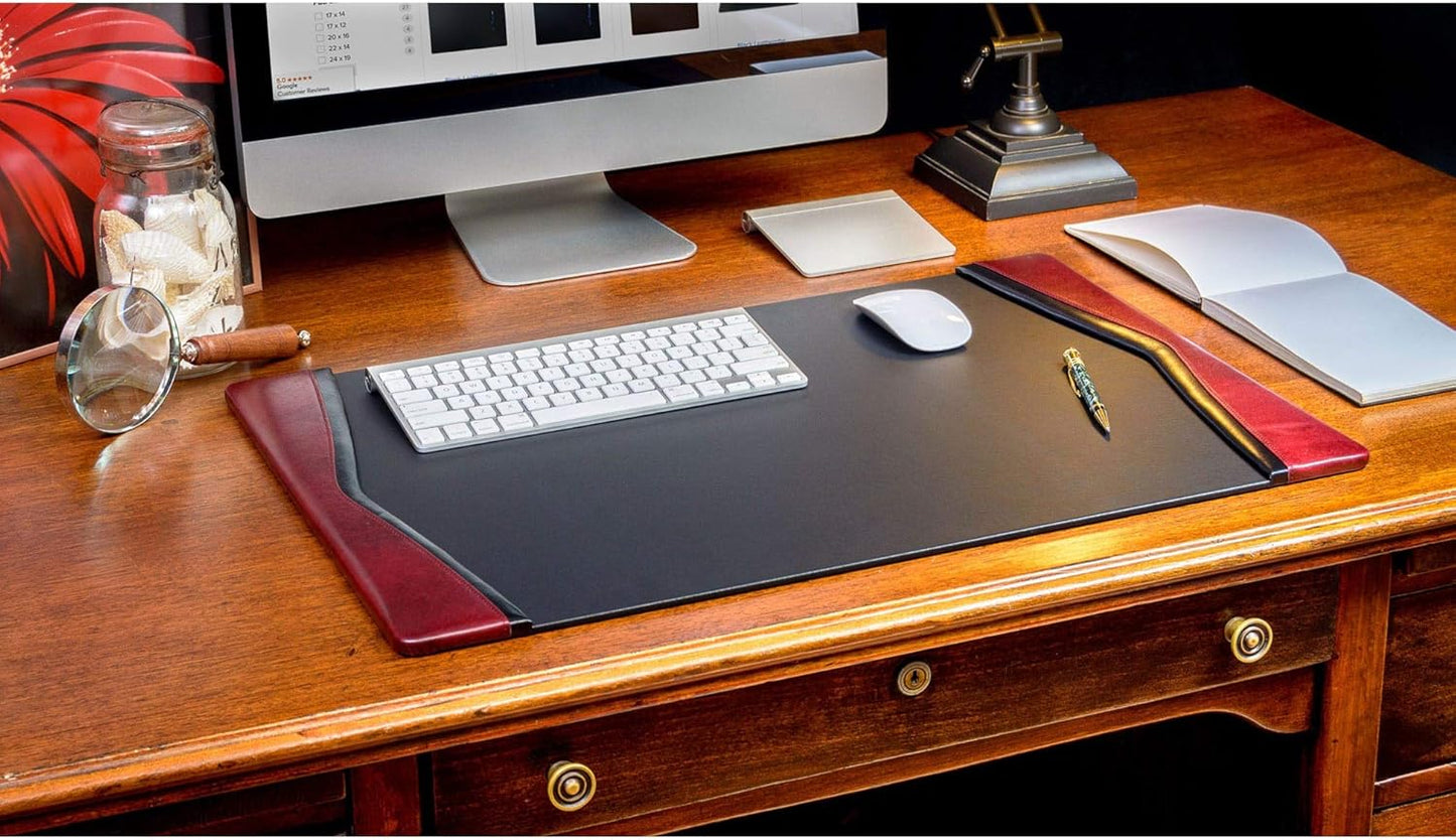 Dacasso Burgundy Leather 25.5" x 17.25" Side Rails Desk Pad