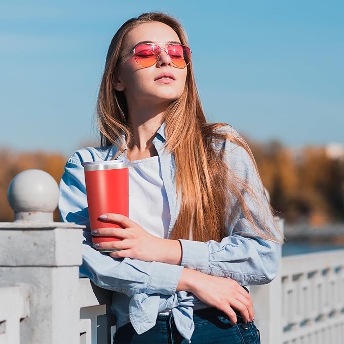 20 oz Tumbler Coffee Travel Tumblers Bulk with Lid Stainless Steel Double Wall Vacuum Insulated Mug Powder Coated Cups fit Car Cupholder for Hot and Cold - Mix Color, 12Pack