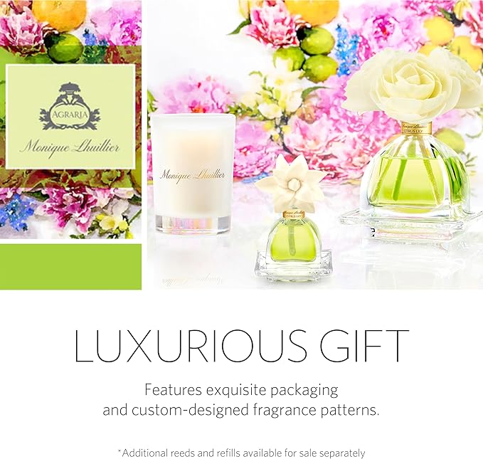 AGRARIA AirEssence Flower and Reed Diffuser Set, Handmade Sola Flower Botanical Home Fragrance Set, Scented Oil Reed Diffuser Gift for All Occasions