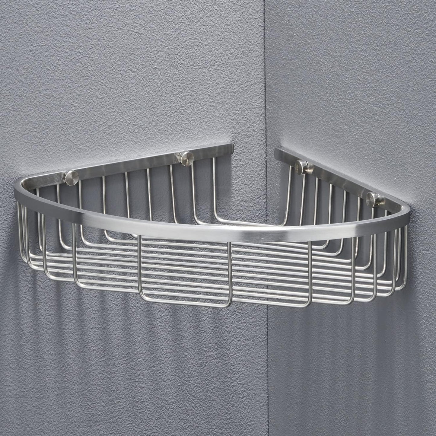 Bathroom Corner Shower Caddy Organizer, Corner-Hollow Design, SUS304 Stainless Steel Heavy Duty Rust-Proof Bathroom Shelf Organizer Holder, Wall Mounted Storage Rack, Brushed Nickel