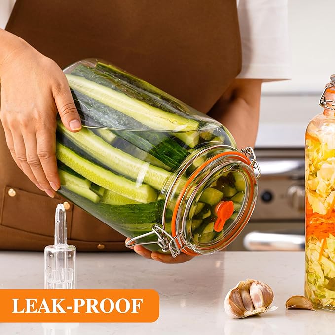 1 Gallon Fermentation Jars with Weights & Airlocks, Fermenting Kit for Sauerkraut, Kimchi, Kombucha and Pickles, 2 Pack