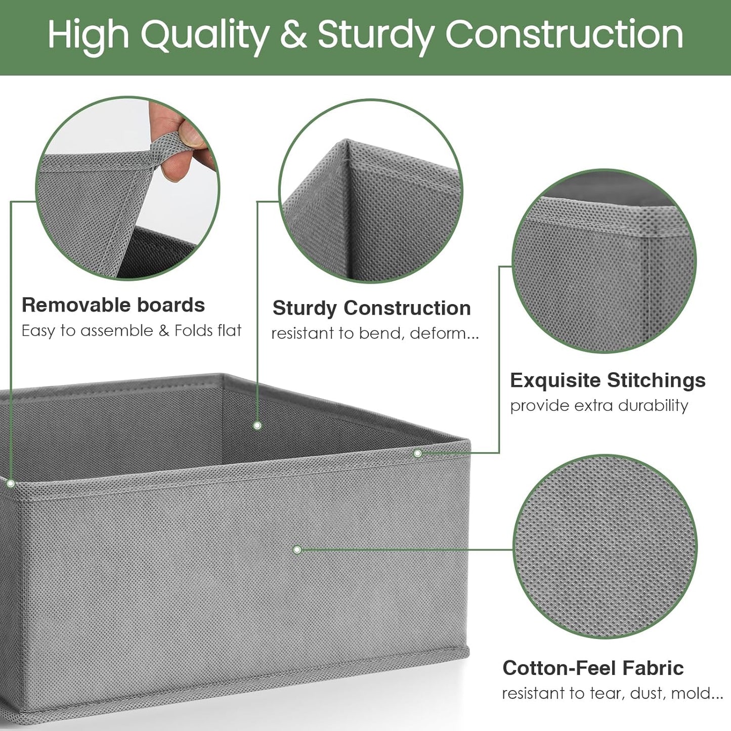 Criusia Drawer Organizer Clothes,16 Pack Underwear Drawer Organizers, Foldable Closet Organizers and Storage Dresser Drawer Dividers Clothing Organizer for Clothes, Socks, Scarves, Bra, Ties (Grey)