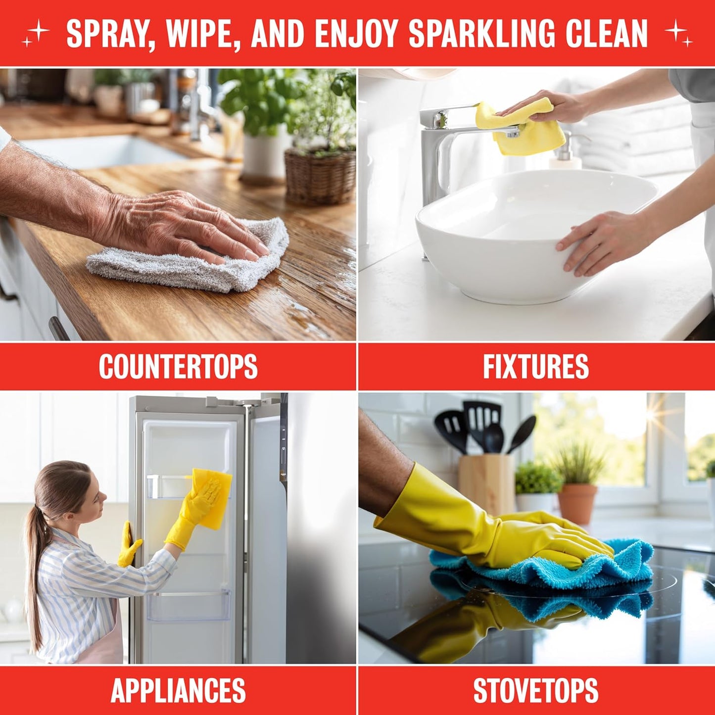 Rebel Green Natural 16 oz All-Purpose Cleaning Spray with 64 oz Refill Bottle - Plant-Based Multi-Surface Cleaner for Kitchen, Bath, Countertops and More - Lavender & Grapefruit Scent