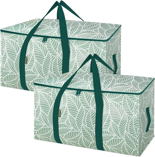 BALEINE 2-Pack Oversized Moving Bags with Reinforced Handles, Heavy-Duty Storage Tote for Clothes, Moving Supplies (Antique Folidage, 2-Pack)