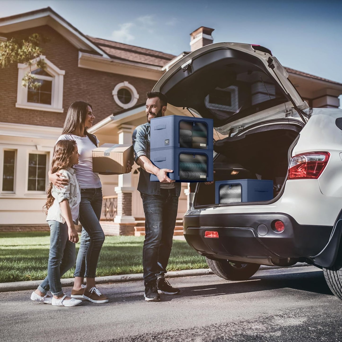 Sorbus Storage Bins with Metal Frame - Stackable & Foldable Clothes Organizer Bags - Oxford Fabric Storage Containers with Large Clear Window & Carry Handles Organization for Bedding Linen & Clothing