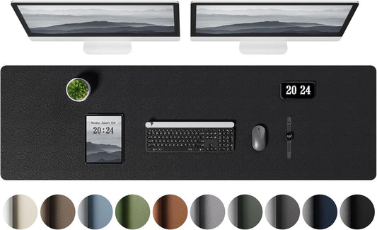 Aothia Leather Desk Pad Protector, Office Desk Mat, Large Mouse Pad, Laptop Desk Pad, Non-Slip PU Leather Desk Blotter, Waterproof Desk Writing Pad for Office and Home (Black, 55" x 17")