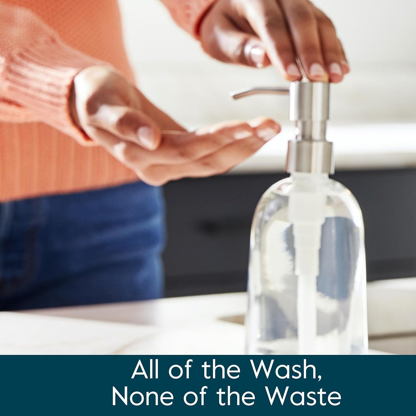 Grove Co. Gel Hand Soap Dispenser (13.5 Oz) 2 x Refillable Glass Bottles with Stainless Steel Pump, Reusable Liquid Soap Refill Set, Square Base, Reduce Plastic Waste Bundle