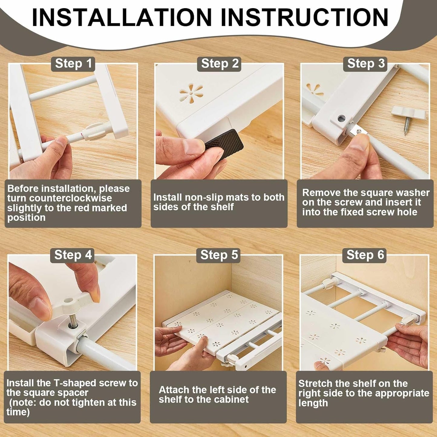 Gerrii 4 Pcs Closet Tension Shelf Rod Expandable Shelf Locker Organizer Adjustable Metal Storage Rack Scalable Layered Divider Separator for Cabinet Wardrobe Kitchen Bathroom (14.96''-23.62'')