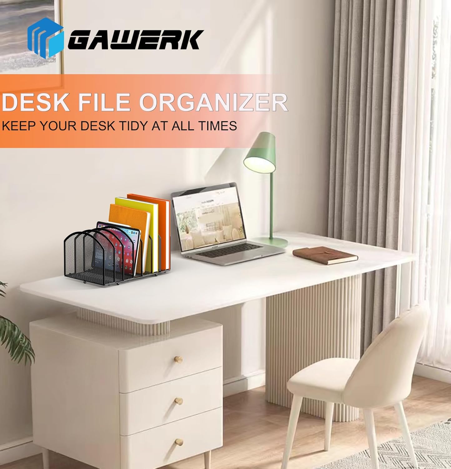 2 Pack Desk File Organizer, 7-Section Upright Mesh Desktop Organizer File Sorter Office Organization Letter Holder, Vertical Desktop File Holder for Office Home, Black