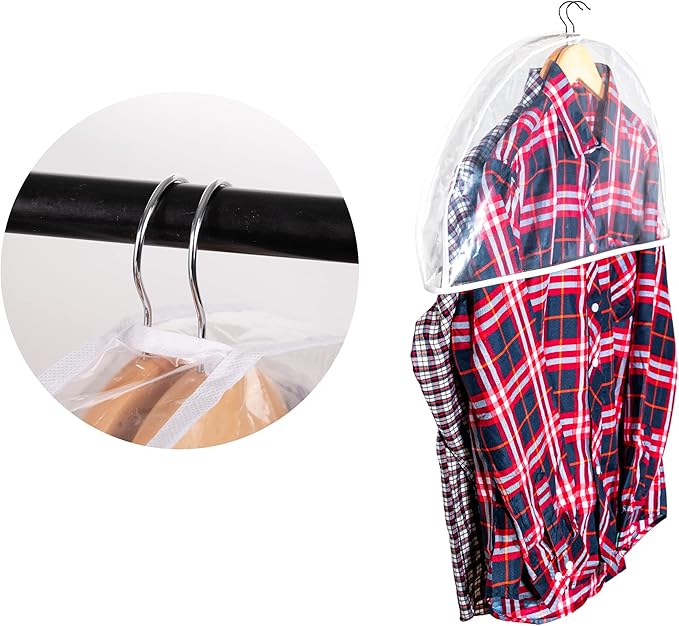 Clear Shoulder Covers Vinyl Plastic Hanger Covers for Clothes (Set of 12), Closet Clothes Protectors Breathable Garment Cover with 2" Gusset, Suit Shoulder Covers for Closets - 24'' X12" X2''/12 Pack