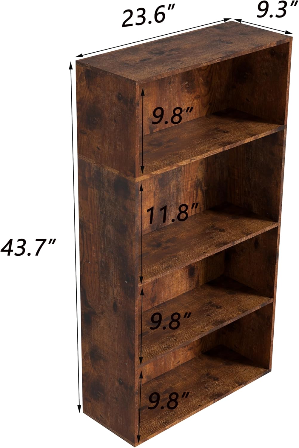 Wooden Cube Storage Organizer,Low Bookcase Storage Display Organizer (Brown, 4 Cube-W(23.6inch))