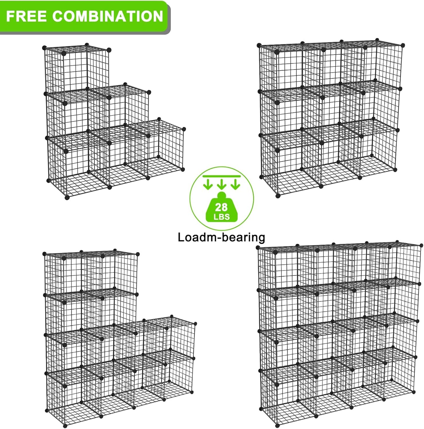 TUMUCUTE Wire Cube Storage Organizer, Metal Storage Shelves Bookshelf, Stackable Modular Closet Organizer for Bedroom Living Room, Office,Storage Shelves (9 Cubes, Iron)