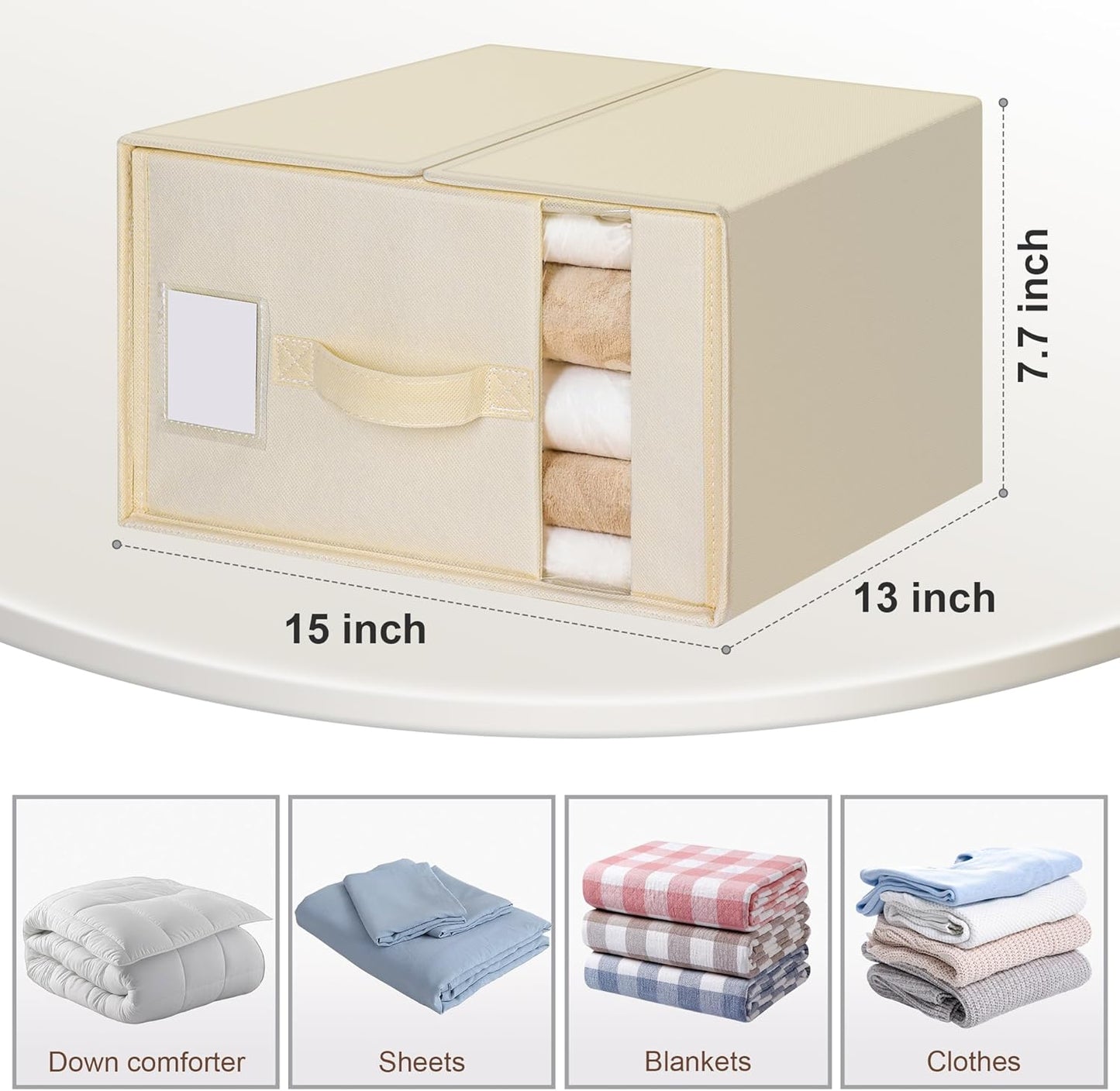 8 Pack Large Bed Sheet Organizers and Storage, (King & Queen Size) Sheet Organizer for Linen Closet, Foldable Bedding Storage Box with Window for Bedsheets, Blanket, Duvet Cover and Pillowcase