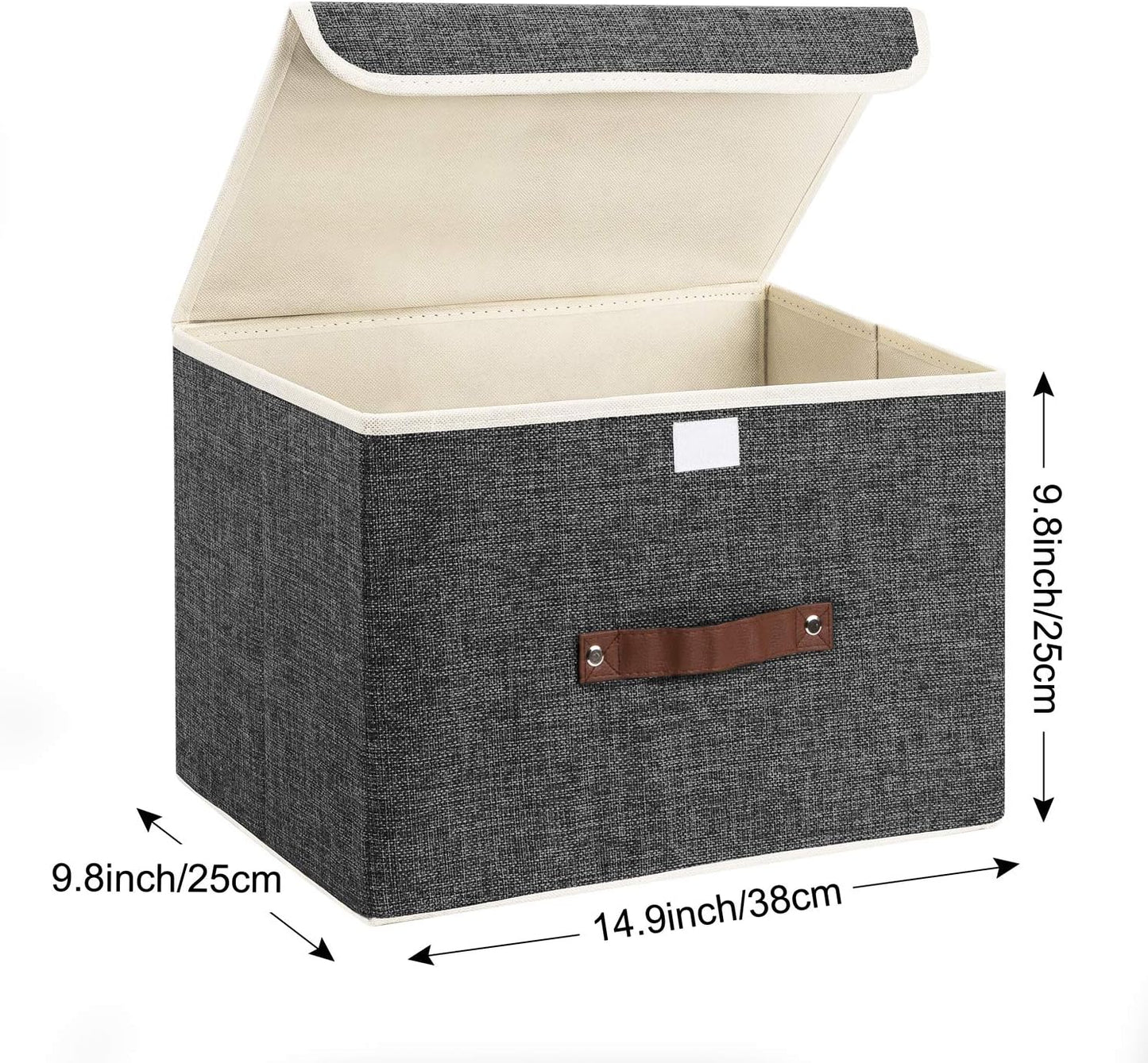 TYEERS Foldable Storage Boxes with Lids 5 Pack Fabric Storage Bins with Lids, Closet Organizers for Clothes Storage, Room Organization, Office Storage, Toys - Black