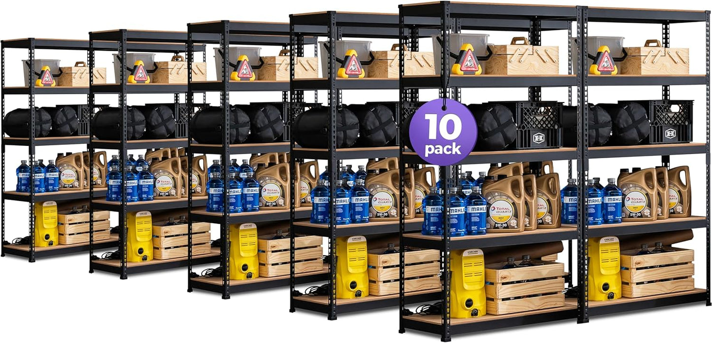 HOMEDANT 5 Tier Laminated Boltless Metal Shelving Unit Adjustable Garage Storage Utility Rack Heavy Duty Shelves Organization Shelf Warehouse Pantry Shed 35.9" W x 18.2" D x 71.3" H 10Pack