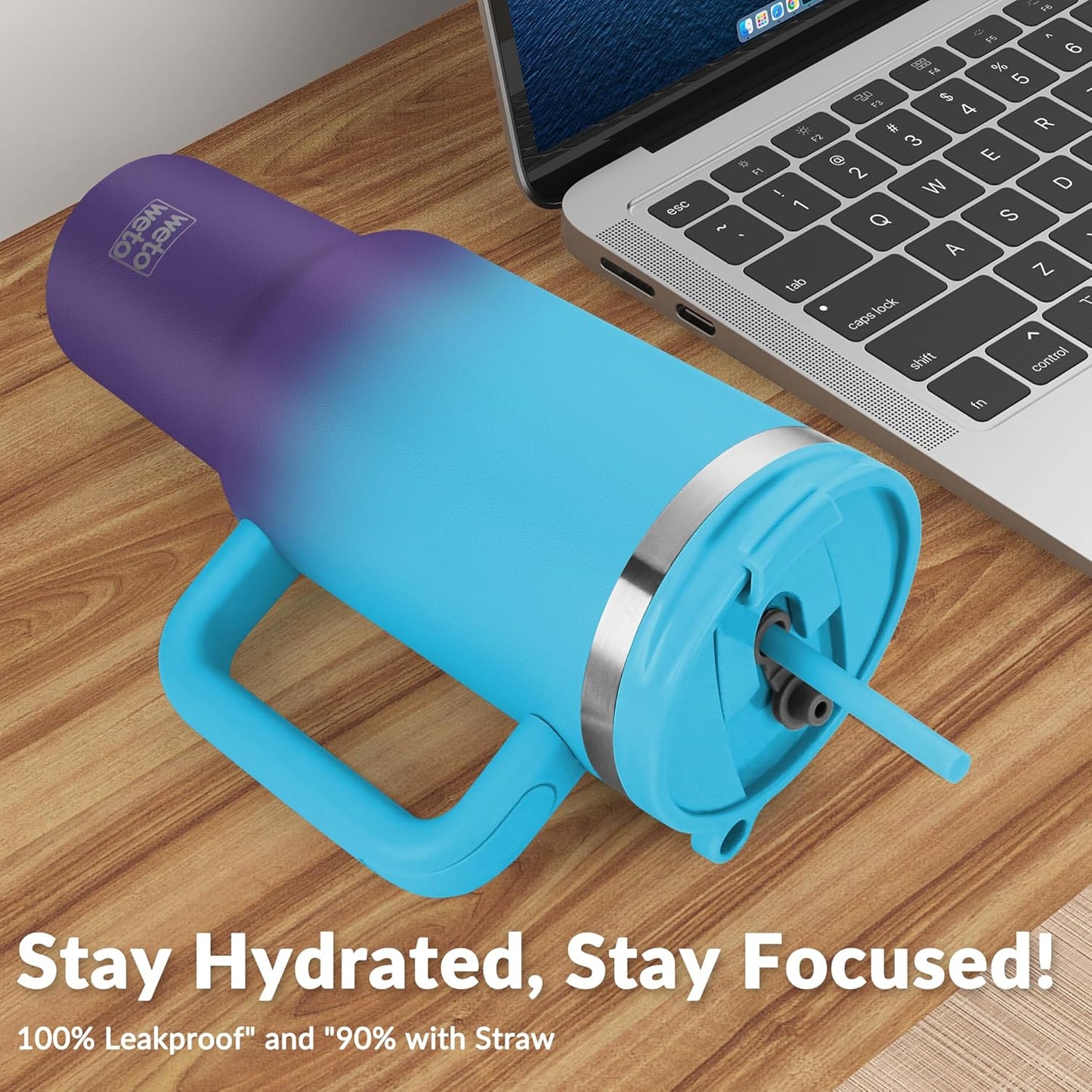 40oz Tumbler with Handle | Insulated Stainless Steel Travel Mug | 34Hrs Cold & 10Hrs Hot Retention | 100% Leakproof Lid & Straw | Dishwasher Safe + Car Cup Holder Fit (Light Blue Violet Gradient)