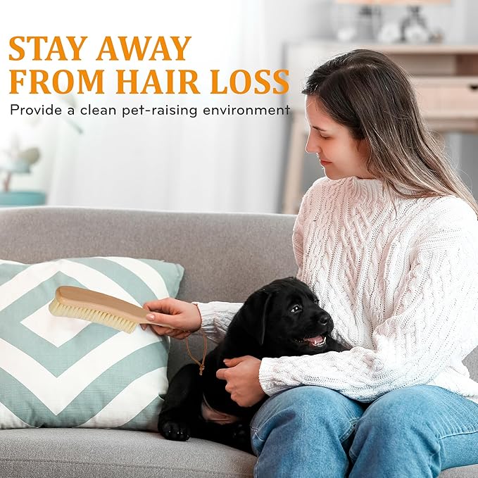 TAKAVU Clothes Brush Hat Brush, White Boar Bristle Lint Brush with Large Beech Wood Handle - Perfect for Pet Hair, Suits, Velvet, Cashmere, Wool, Suede, Shoe - Effective Lint Remover